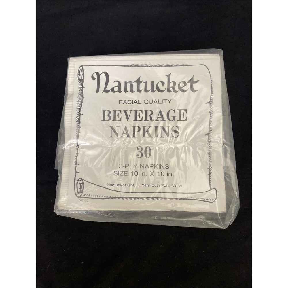 Nantucket Beverage Napkins 3-Ply Qty 30 Blue White Floral Barware Party Classic - Picture 2 of 3
